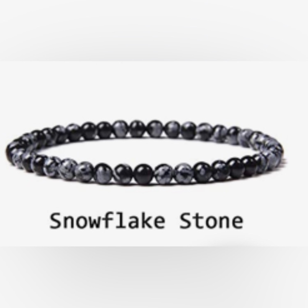 🩶🤍SNOWFLAKE OBSIDIAN 3 for $20 MIX & MATCH 4mm GENUINE GEMSTONE BRACELET NWOT